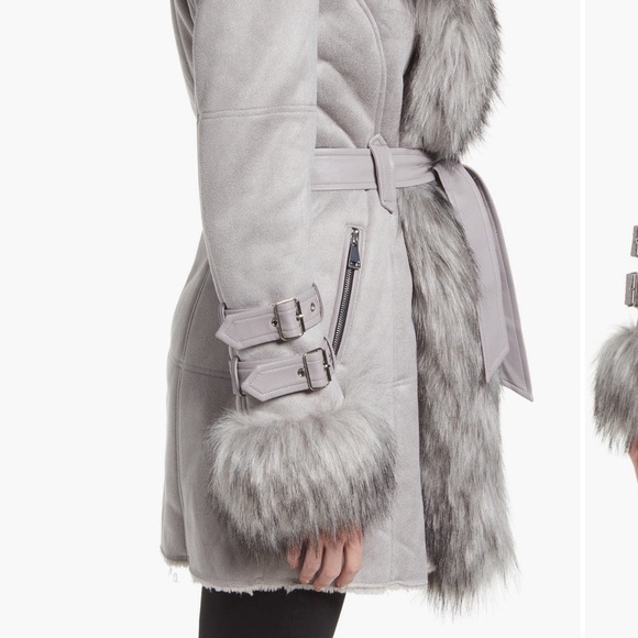 Azalea wang belted Trench Coat with Fur Trim - Picture 5 of 6